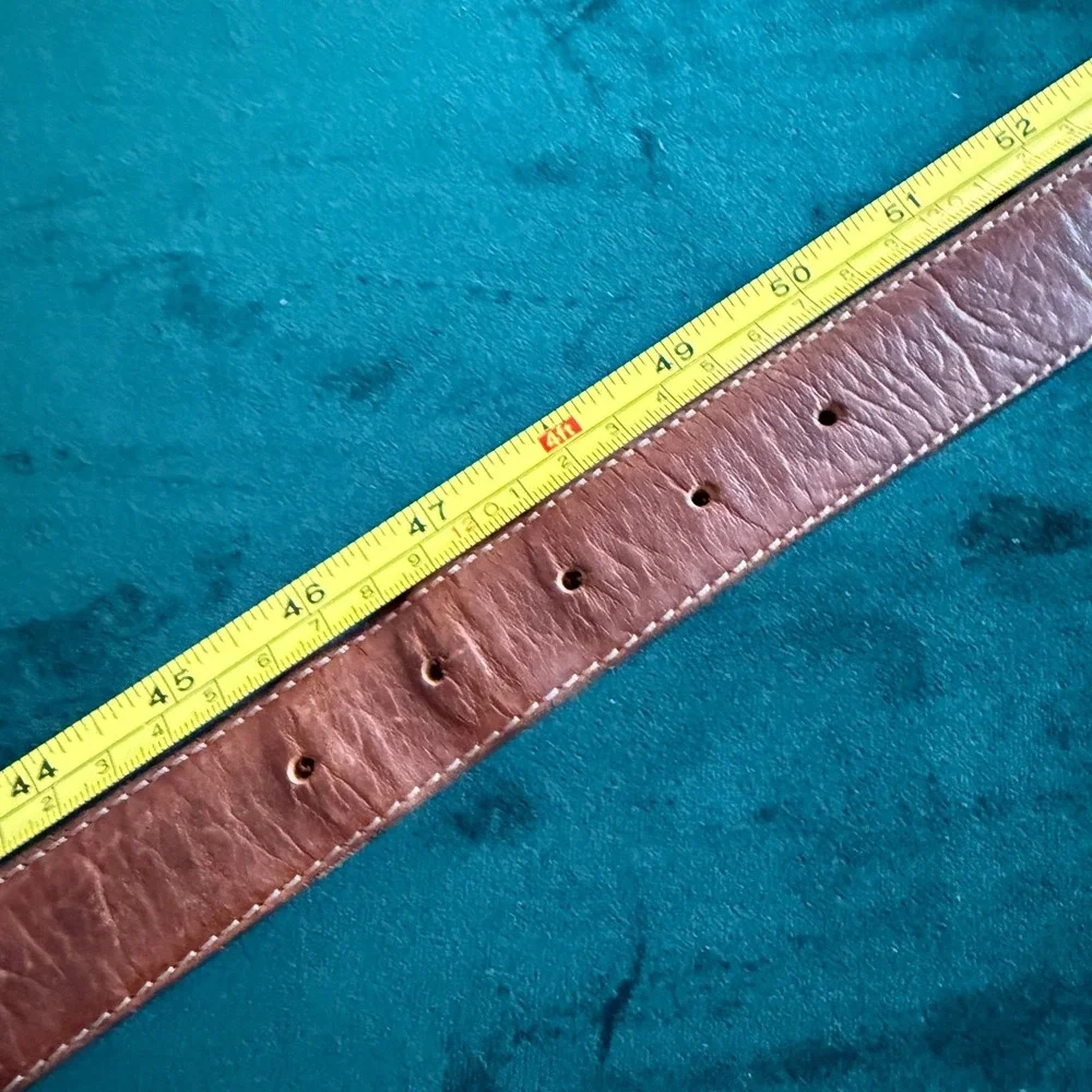 LL Bean Mens Brown Full Grain Leather Belt 46 Brass Buckle 246374 USA Made